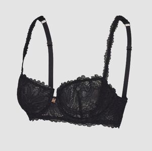 Savage X  Fenty Lace Bra 42G Black Floral Sheer Unlined Underwire Bra